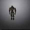 Futuristic Mechanical Robot Character With Camouflage Armor And Metallic Details