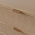Natural Wooden Chest of Drawers With Woven Texture And Metal Handles