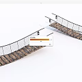 Landscape Bridge Design With Curved Wooden Deck And Black Metal Railings