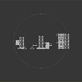 White Furniture Component Models With Structural Towers And Platforms On Brown Checkered Floor