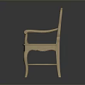 Elegant Wooden Stool With Rattan Seat Backrest And Carved Armrest Design