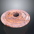 Handcrafted Round Terracotta Carving With Central Hole And Concentric Textured Patterns 3d model