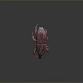 Red Weevil With Textured Body Long Snout Six Legs On Dark Background With Reflection