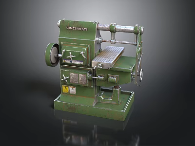 Cincinnati Vintage Green Industrial Machine Tool With Worktable And Control Components 3d model