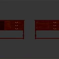 Elegant Red Wooden Desks With Drawers Cabinet And Golden Handles Classic Design