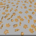 Vibrant Orange Yellow Autumn Maple Leaves Scattered On Clean White Background