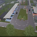 Eco Friendly Parking Lot With Green Grass Trees And Shaded Parking Spaces