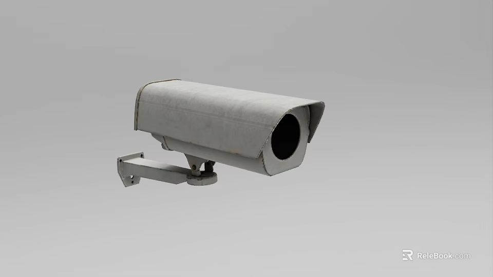 Projection Monitoring Outdoor Surveillance Camera With Security Metal Bracket Gray Housing And Lens 3d model 