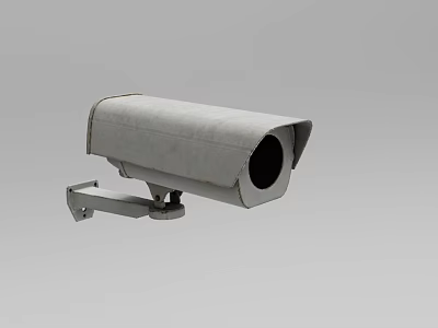Projection Monitoring Outdoor Surveillance Camera With Security Metal Bracket Gray Housing And Lens 3d model