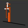 Red Industrial Metal Structure With Long Frame And Screw Details On Reflective Black Surface