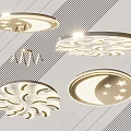 Decorative Ceiling Lights With Star Moon Cloud Patterns And Illuminated Designs 3d model