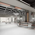 Modern Clothing Store Interior With Display Racks Cashier Counter And Lighting Design