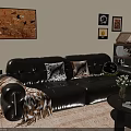 Vintage Dark Solid Wood TV Cabinet With Exquisite Decorations In Cozy Stylish Warm Living Room