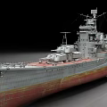 Vintage Warship With Rusted Gray And Red Hull Superstructure Masts And Turret