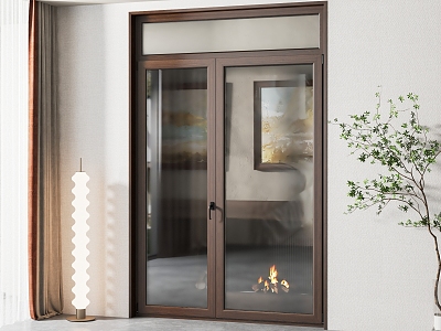 American style double door glass door 3d model