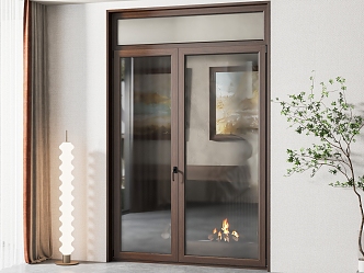 American style double door glass door 3d model