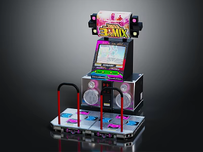 DDR MIX Dance Arcade Machine With Screen Dance Pads Handrails And Speakers 3d model
