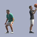 Group of People Enjoying Basketball Game with Adult Lifting Ball and Child Nearby 3d model