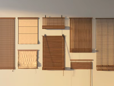 Various Styles of Wooden Window Blinds for Home Interior Decoration 3d model