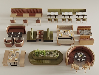 Card Seat Sofa Restaurant Card Seat Ring Card Seat Curved Card Seat Barbecue Restaurant Card Seat 3d model