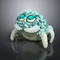 Cute Teal Fluffy Creature With Large Blue Eyes White Legs And Claws