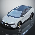 Sleek Modern White Car Featuring Black Roof Distinctive Front Design And Black Wheels