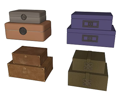 New Chinese style storage box soft box box 3d model New Chinese style storage box soft box box 3d model