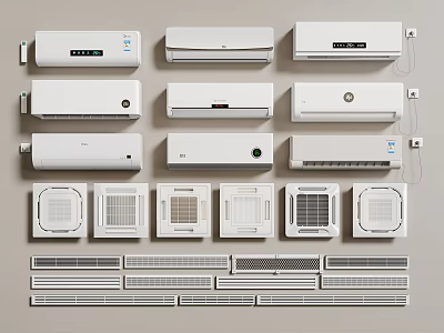 Various Types of Wall Mounted Built in and Vent Air Conditioners and Fans Collection 3d model