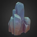 3D Rendered Stacked Rock Formation With Various Sizes Shapes Teal Brown Gradient And Polygonal Texture
