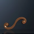 Elegant Golden Curved Scroll Decorative Carving Piece With Intricate Details Against Dark Background