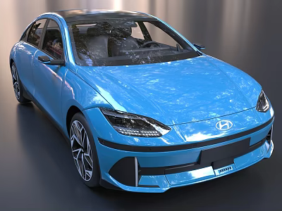 Blue Hyundai Modern Sedan With Sleek Body Stylish Front Fascia And Shiny Wheels 3d model