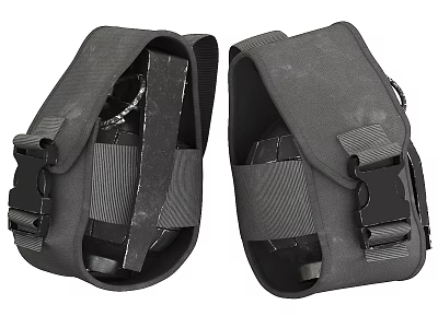 Black Tactical Weapon Holsters With Durable Nylon Straps And Secure Buckles 3d model