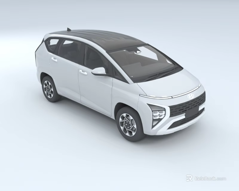 White Modern MPV Car Featuring Black Roof Sleek Body Design Front Headlights and Stylish Rims 3d model 