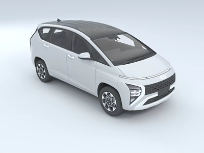 White Modern MPV Car Featuring Black Roof Sleek Body Design Front Headlights and Stylish Rims 3d model