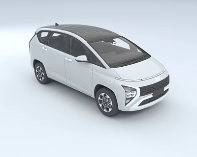 White Modern MPV Car Featuring Black Roof Sleek Body Design Front Headlights and Stylish Rims 3d model