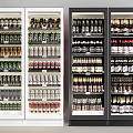 Commercial Display Refrigerator Freezers With Bright Lighting And Shelves Full Of Beverages