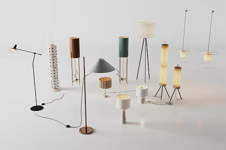 Lamps and lanterns, chandeliers, magnetic attraction lamps, open-mounted downlights 3d model
