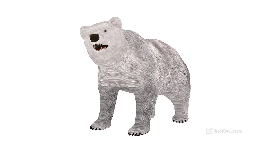 Polar Bear In Standing Posture With White Fur Black Nose And Claws 3d model
