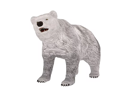 Polar Bear In Standing Posture With White Fur Black Nose And Claws 3d model