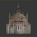 Historic Architectural Model Featuring Dome Spire And Arched Windows With Red Tiled Roof