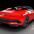 Red Luxury Convertible Sports Car With Modern Front Grille And Headlights