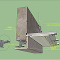 Building Component Structure with Concrete Wall Metal Brackets and Fasteners Supports 3d model