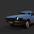 Old Rusty Blue Car With Damaged Front And Safari License Plate