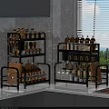 Elegant Modern Kitchen Storage Racks Holding Organized Spice Jars On Countertop