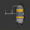 Double Cylindrical Weapon With Gray Yellow Metal Frame And Structural Design Details 3d model