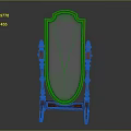 Vintage Mahogany Cheval Mirror With Carved Columns And Oval Surface
