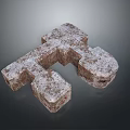 3D Stone Structure With Rough Surface Brown Gray Color And Interconnected Blocks Architectural Design 3d model