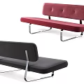 Modern Upholstered Two Seater Sofas In Red And Black With Metal Legs