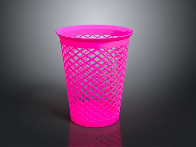 Stylish Pink Perforated Lattice Design Household Trash Can For Daily Use 3d model