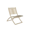 Modern Woven Single Chair With Beige Rattan And Sleek Foldable Frame Design